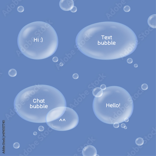 transparent chat text bubbles in 3d soap air style