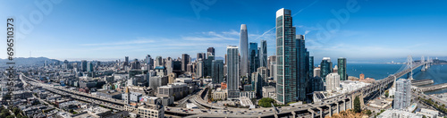 San Francisco, USA, panoramic aerial landscape view of Skyscraper Skyline of 