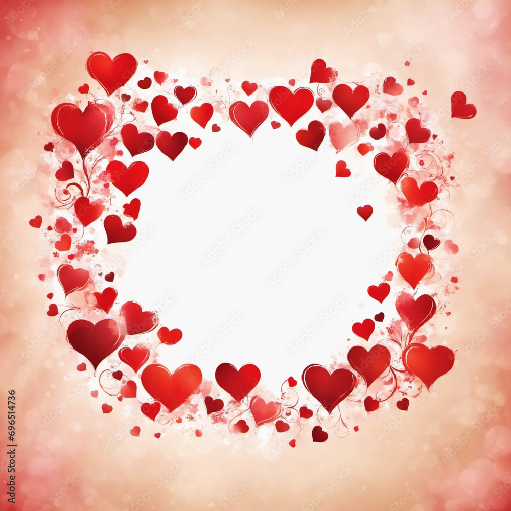 Heart-Shaped Vector Frame with Brush Stroke Effect on a White Background