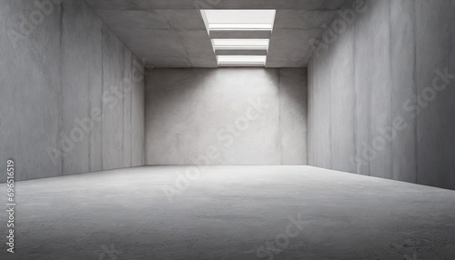 abstract empty modern concrete room with wide groove or trench in the floor and soft light industrial interior background template