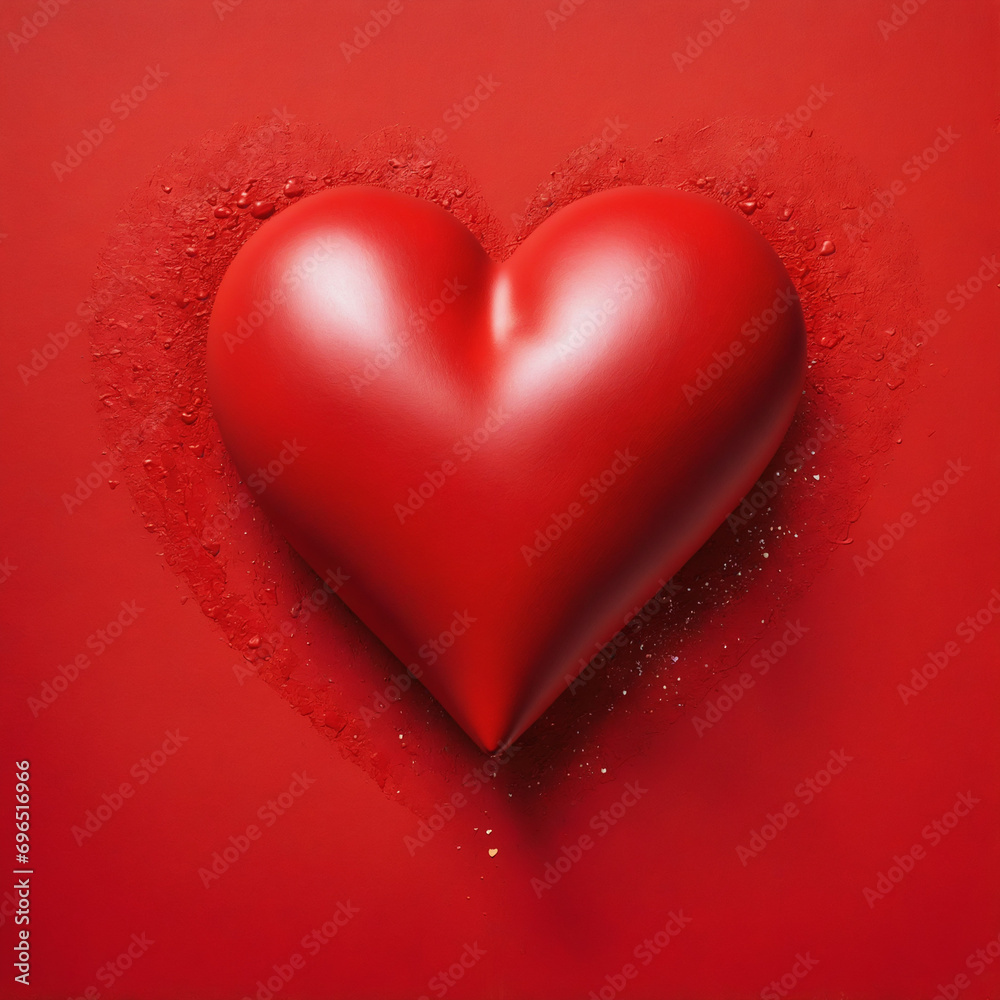 Hand-Painted Red Heart Illustration; Perfect for Valentine's Day and Festive Occasions