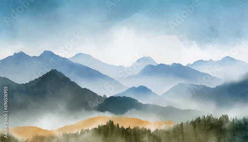 mountain background minimal landscape art watercolor digital generative ai