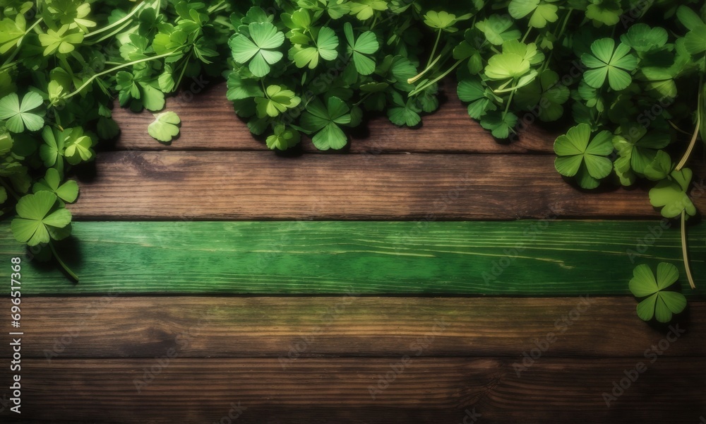 Empty wooden table background - clover st patric day theme Empty wooden table background - clover st patric day theme