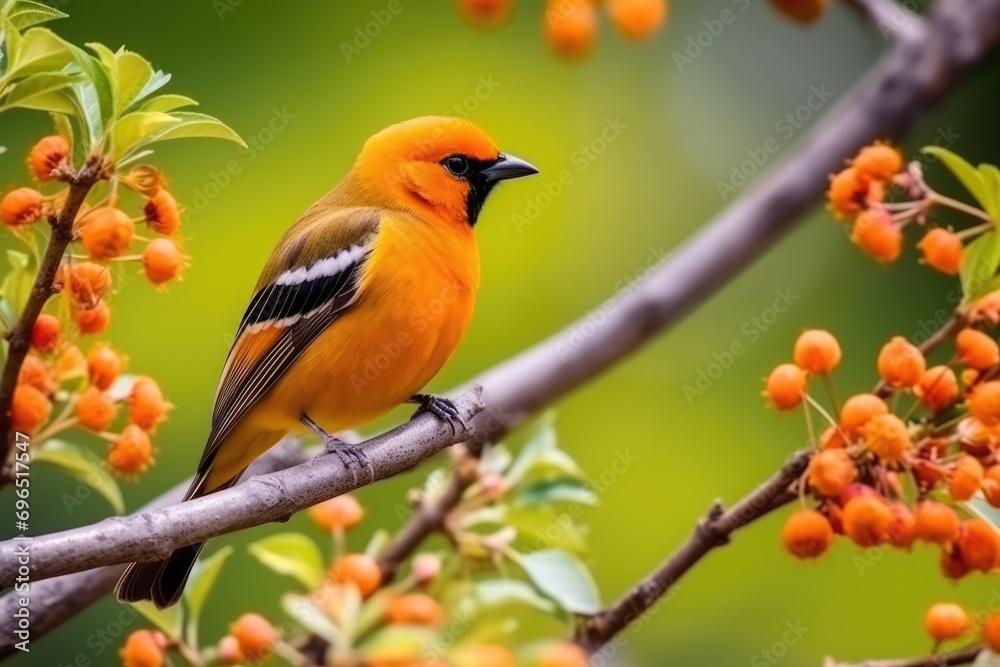 Bird With Peachyorange Plumage In Its Natural Habitat For Exotic Birdwatching Bird With Peachyorange Plumage In Its Natural Habitat For Exotic Birdwatching