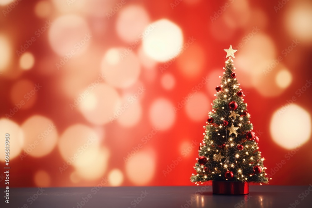 Festive Holiday Canvas: Christmas Tree With Beautiful Bokeh Lights