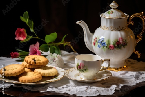 Classical Tea Table, Served With Biscuits