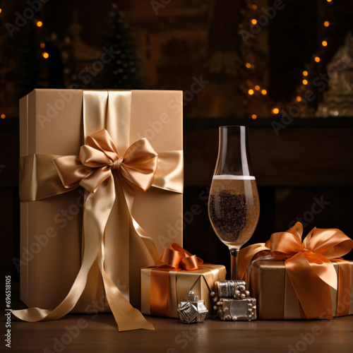 champagne and gift
