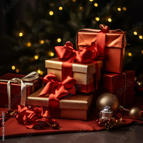 gold christmas gift boxes © Daniel