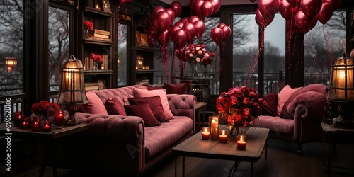 Valentine day decoration at home photo