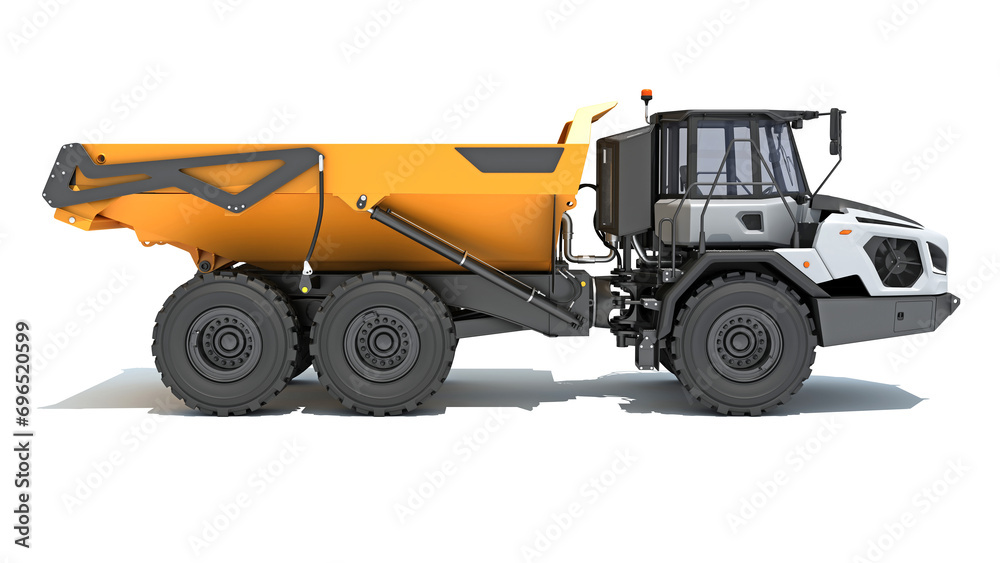 Articulated Mining Truck 3D rendering on white background Articulated Mining Truck 3D rendering on white background