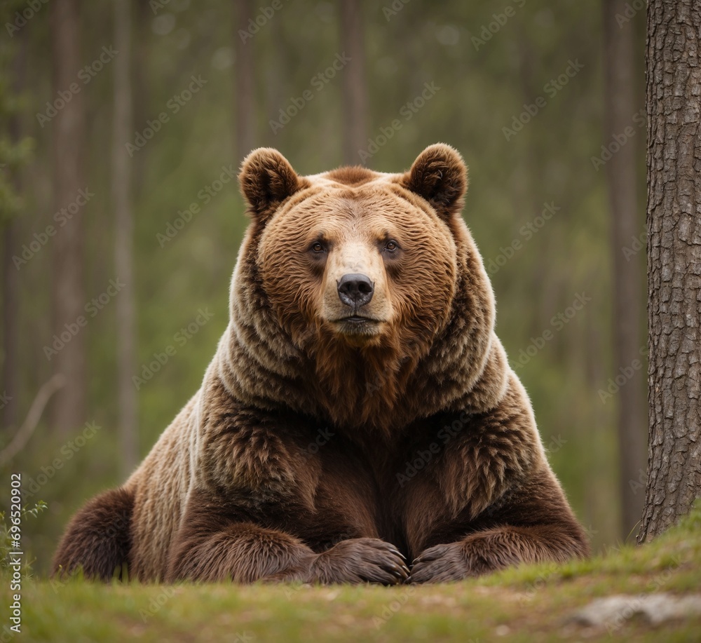 Brown bear in the forest. Wildlife scene from nature. Animal portrait