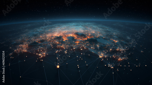 Visualizing the vastness of the satellite network through connection lines photo