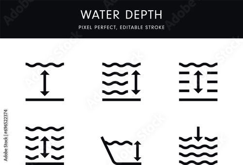 Water Depth Icons Set