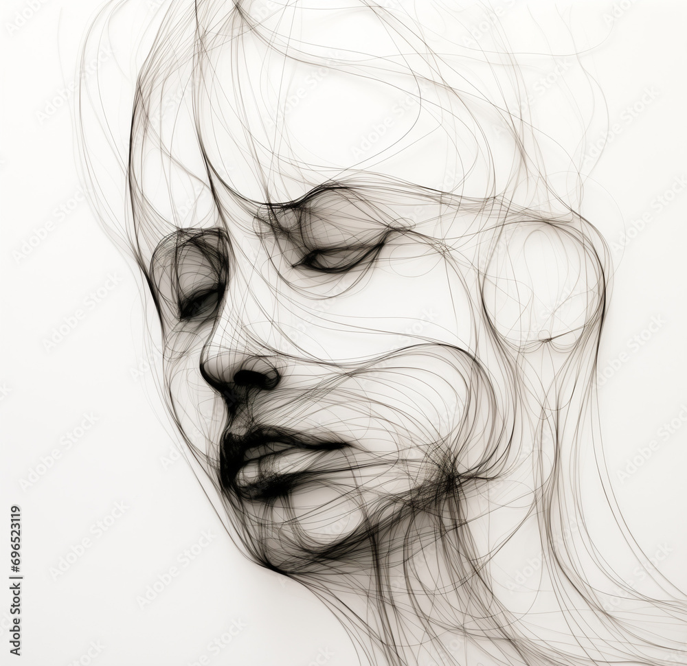 Contour Lines of a Woman's Face
