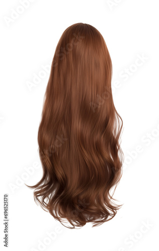 Long Brown Hair - Back View - Full View - Viewed from the back with nobody visible - Isolated transparent PNG background - Glamour Brunette hair - Wavy Straight Long Auburn colored brown Hairstyle