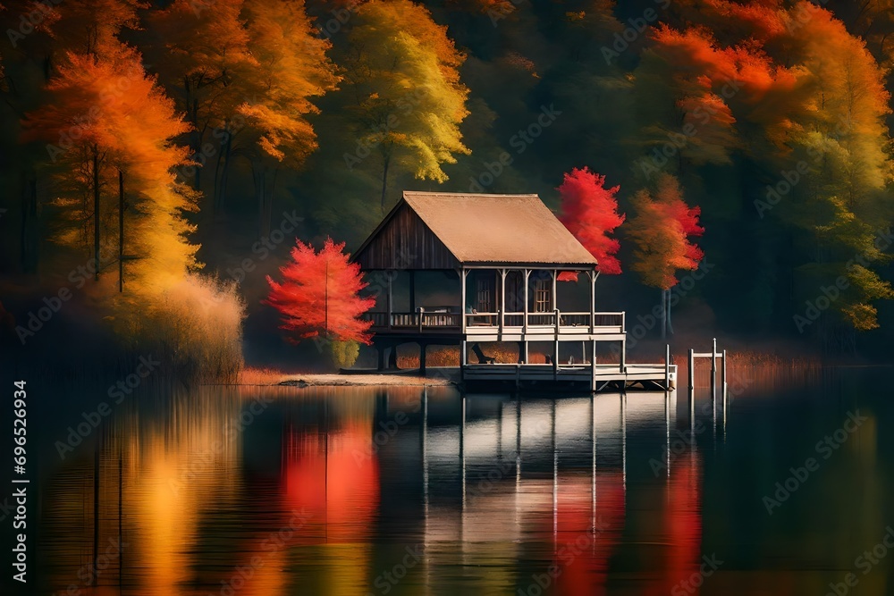 Fototapeta premium houses on the river