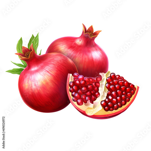 Natural and fresh Pomegranate isolated on transparent background