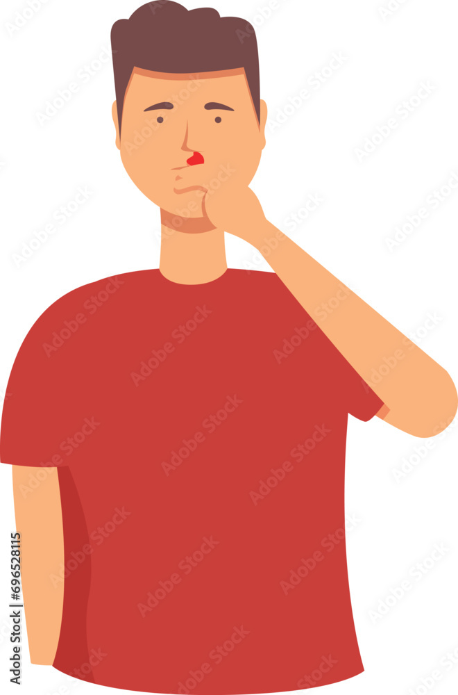 Nosebleed health icon cartoon vector. Sad disease bleed. Face nose Nosebleed health icon cartoon vector. Sad disease bleed. Face nose