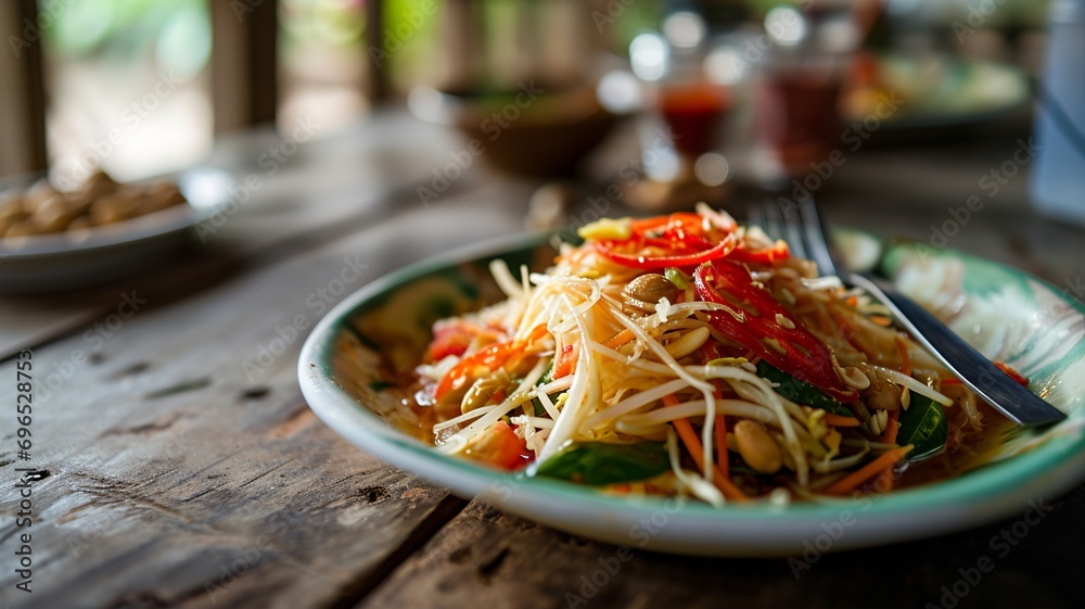Som Tam: Spicy Thai Green Papaya Salad Som Tam: Spicy Thai Green Papaya Salad