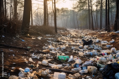 Park polluted with plastic garbage waste © Vorda Berge