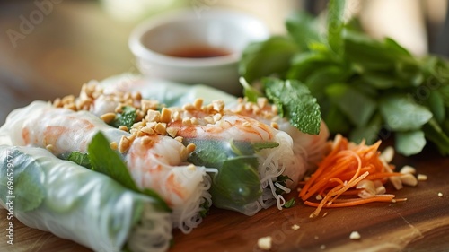 Goi Cuon: Fresh Vietnamese Spring Rolls with Shrimp and Pork photo