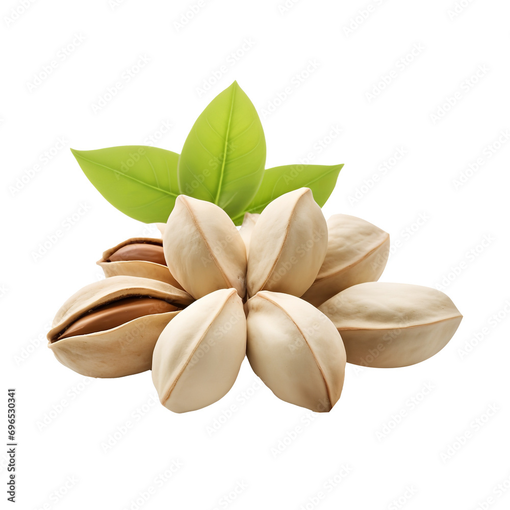 Natural and fresh Pistachio nuts isolated on transparent background
