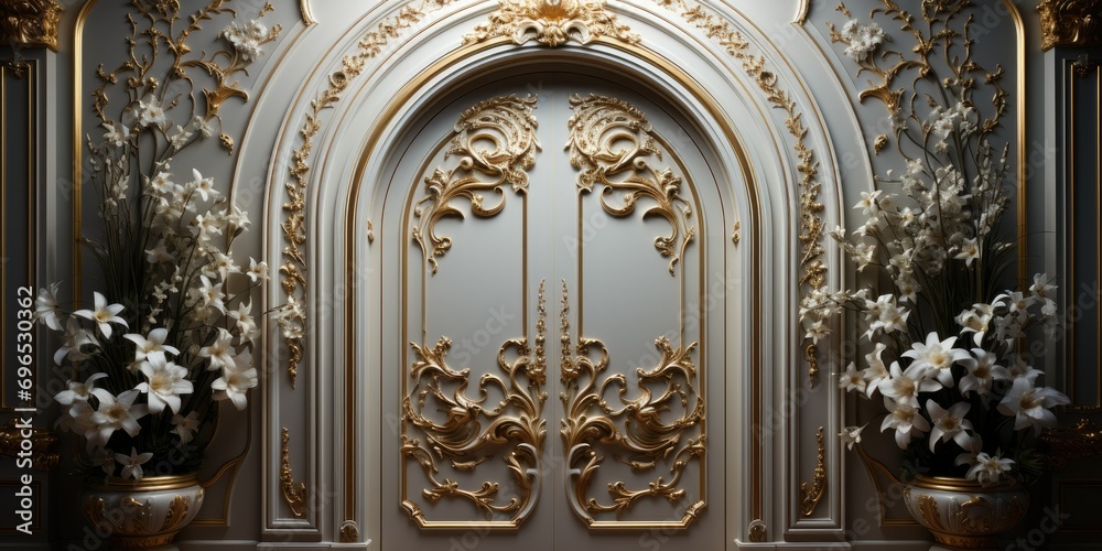 door panels in a classic design, showcasing intricate details and timeless elegance. The panels feature classic motifs and craftsmanship 