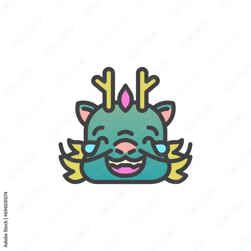 Laughing Dragon Face Emoticon filled outline icon Laughing Dragon Face Emoticon filled outline icon