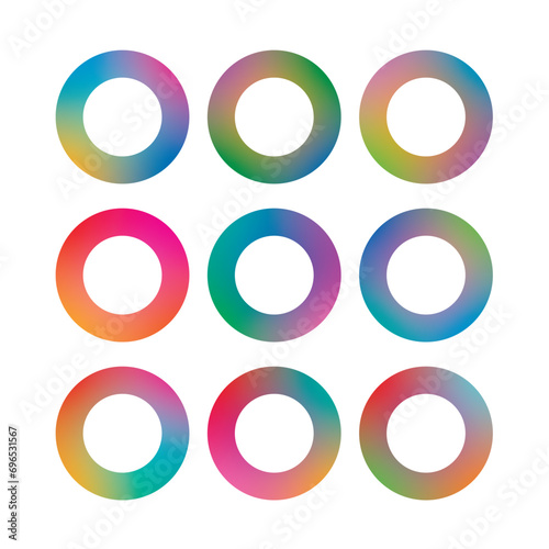 round gradient rings. gradient backgrounds. nine gradient backgrounds