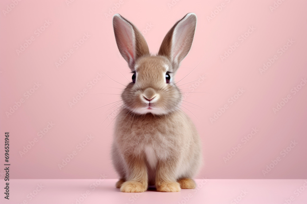 Studio portrait of cute rabbit with light and pastel background, happy bunny running on floor, adorable fluffy rabbit that sniffing. Studio portrait of cute rabbit with light and pastel background, happy bunny running on floor, adorable fluffy rabbit that sniffing.