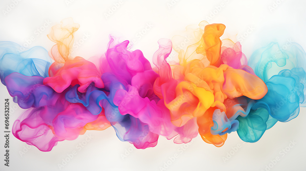 Naklejka premium Light color, watercolor tie dye, white background, bright colors, smoke. colorful background