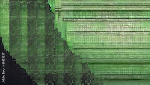 dither pattern bitmap texture tilted border vector abstract background glitch screen with flicker pixels effect panoramic illustration 8 bit pixel art retro video arcade game green backdrop photo