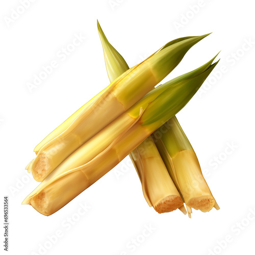 Natural and fresh LEMON GRASS STALKS isolated on transparent background
 photo