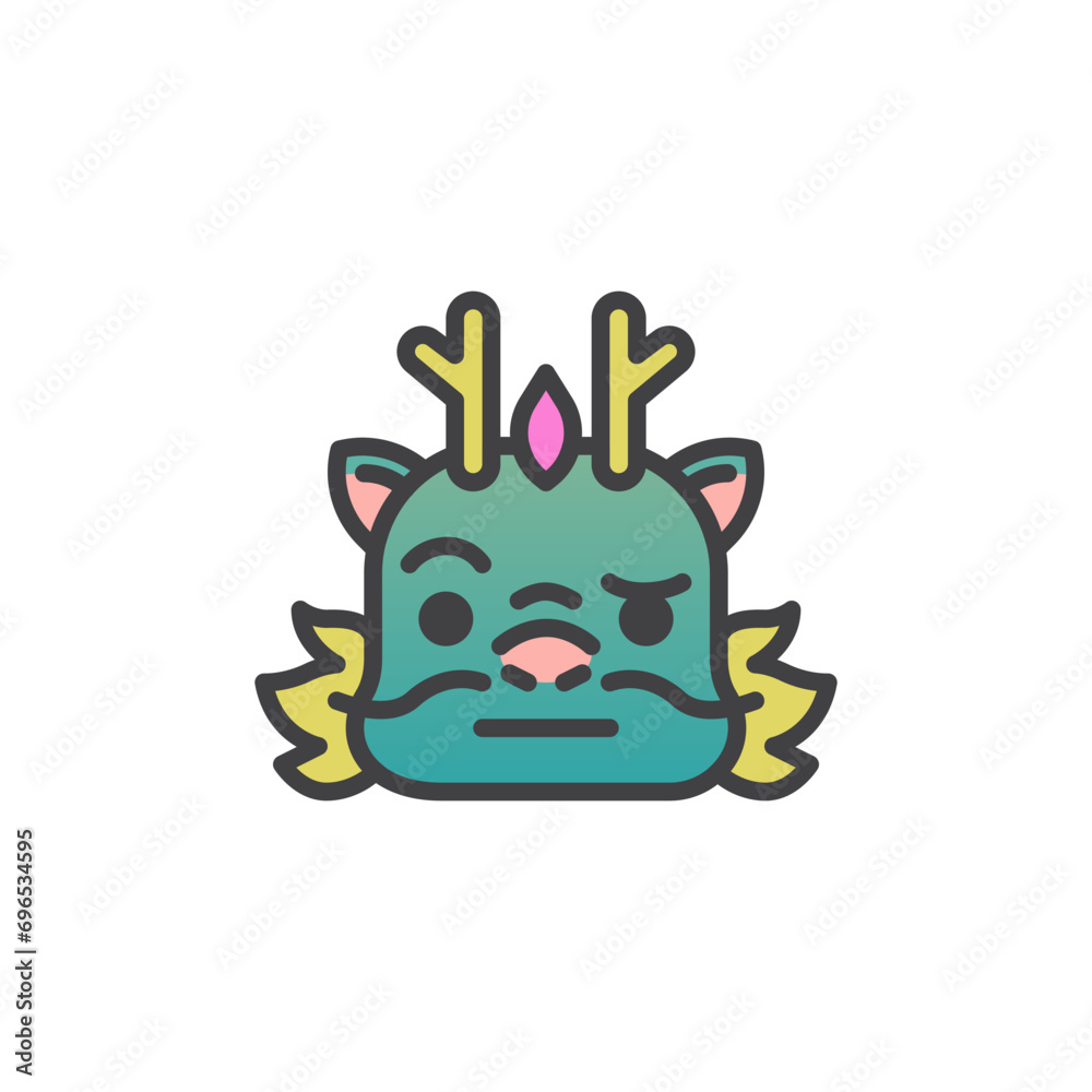 Dragon Face with Raised Eyebrow filled outline icon Dragon Face with Raised Eyebrow filled outline icon
