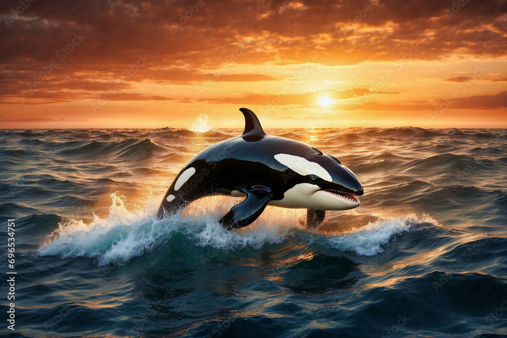 Fototapeta premium A whale jumping out of the water