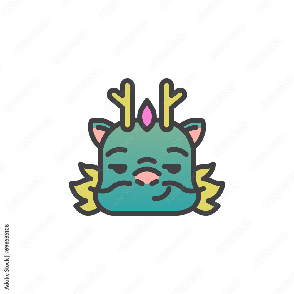 Smirking Dragon Face Emoticon filled outline icon Smirking Dragon Face Emoticon filled outline icon