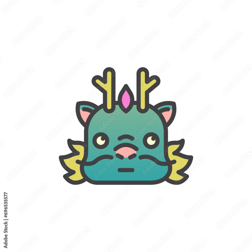 Dragon Face with Rolling Eyes filled outline icon Dragon Face with Rolling Eyes filled outline icon