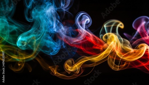 multicolored smoke swirls on a black background generative ai