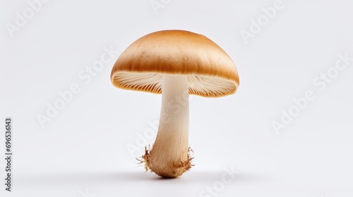 A simple photograph of a mushroom placed on a white surface. Can be used for various purposes
