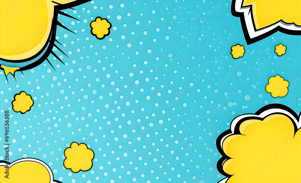 Pop art style with comic bubbles, dots. Background illustration in comic book style