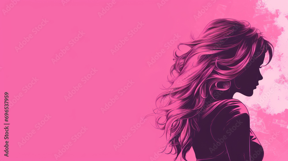 silhouette of a girl on a pink background