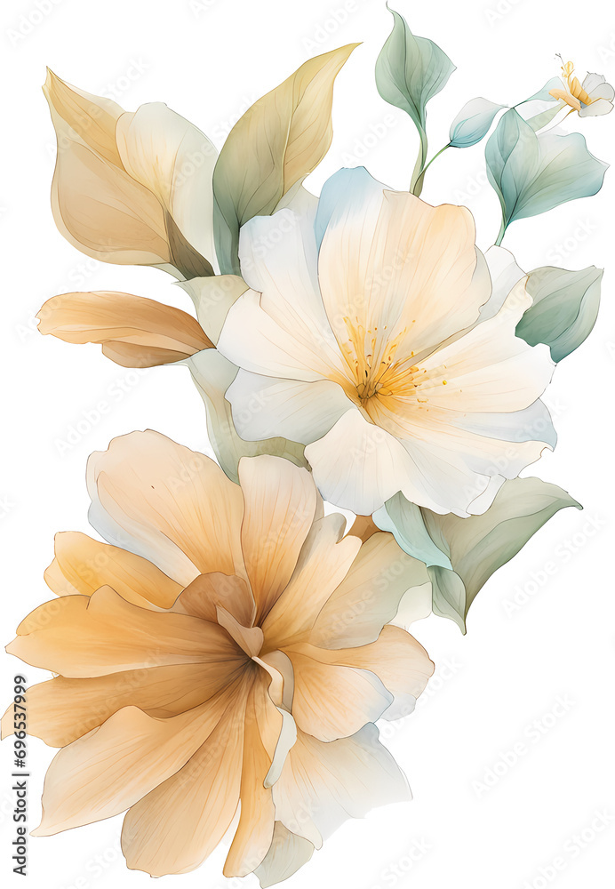 Three-dimensional flower illustration, Flower sticker illustration, for decoration