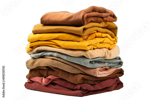 Stack of colorful clothes on transparent background Generative AI