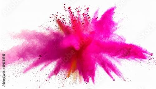 bright pink magenta holi paint color powder festival explosion burst isolated white background industrial print concept background