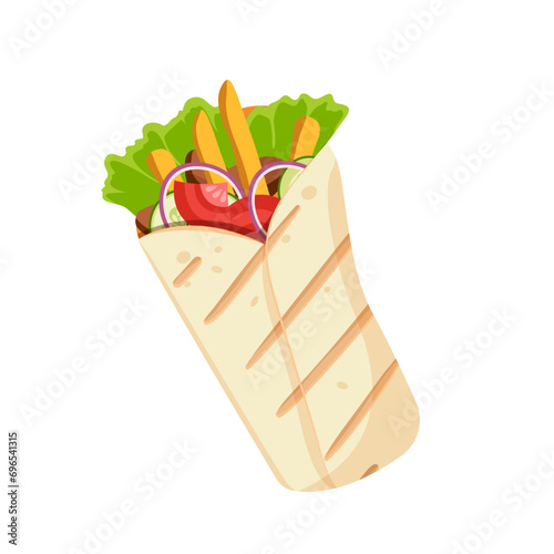 Vector illustration of greek dish gyros
