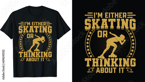 Roller derby Ice Skating T-shirt Design, Ice winter sports skates T-shirt design