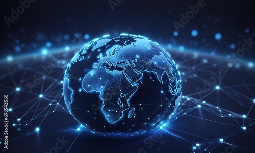world map and globeal connection, Futuristic Digital Symbolizing Human Connectivity