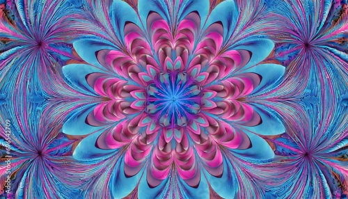 concentric petals in blue and pink an abstract fractal work with an optically challenging floral pattern in pink blue and violet photo