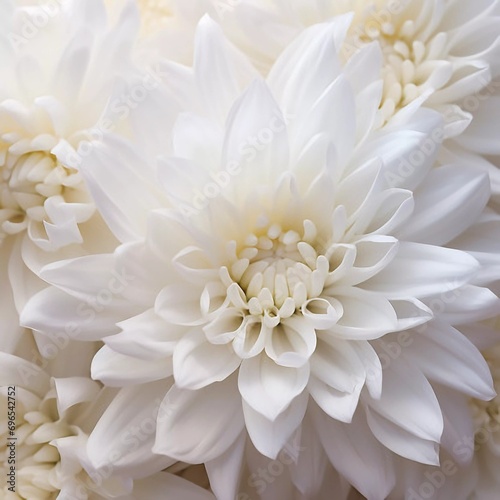 Macro of white chrysanthemum petals, AI generator © Kateryna