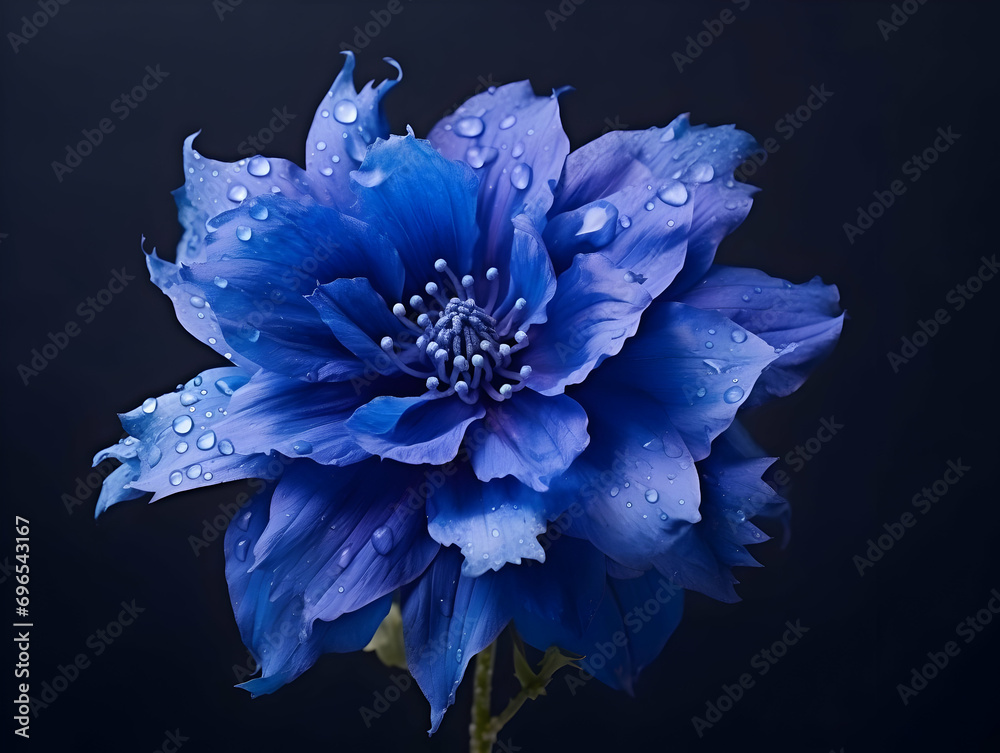 Blue fountain bush flower in studio background, single blue fountain bush flower, Beautiful flower, ai generated image - obrazy, fototapety, plakaty 